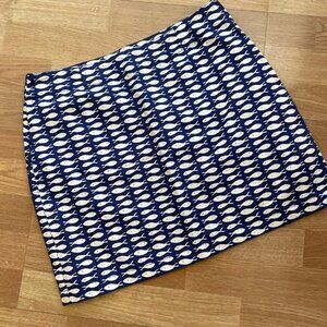 Garnet Hill woman's mini skirt with fish print size 10 100% cotton